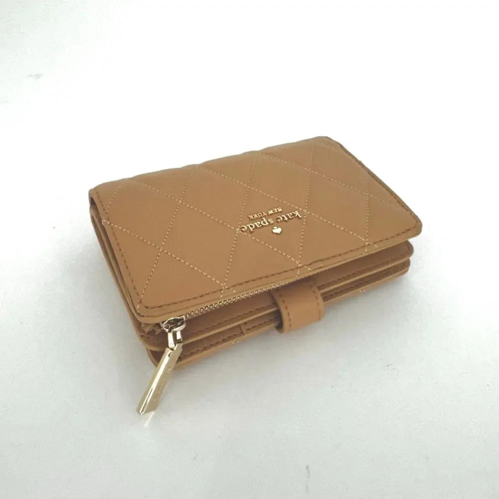 Kate Spade Carey Medium Quilted Folding Wallet with ID Window in Tiramisu Mousse